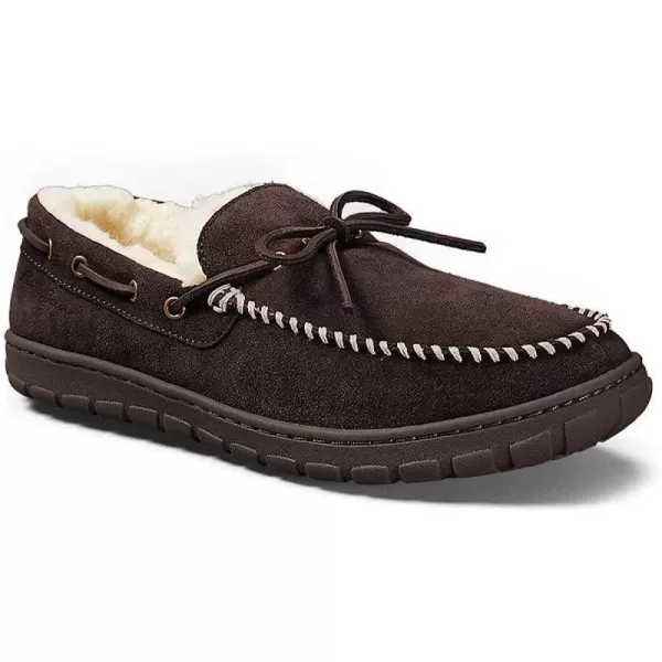 imageEddie Bauer Mens ShearlingLined Moccasin SlipperDk Brown Brown