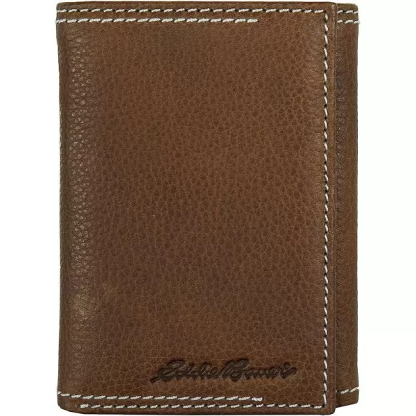 imageEddie Bauer Mens Signature Top Stitch Leather Trifold Wallet with 6 Card Slots and RFID Protection Tan One SizeEddie Bauer Mens Signature Top Stitch Leather Trifold Wallet with 6 Card Slots and RFID Protection Tan One Size