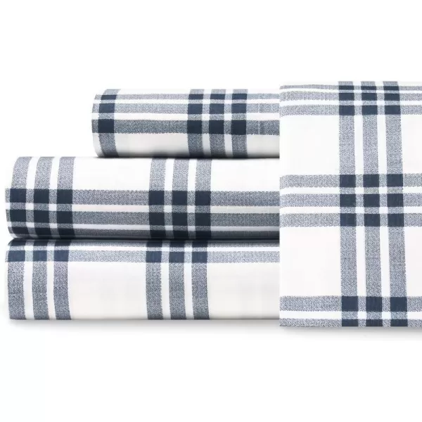 imageEddie Bauer Sheets Cotton Percale Bedding Set Crisp  Cool Stylish Home Decor Full Northern Plaid WhiteGreyBasic Plaid Navy