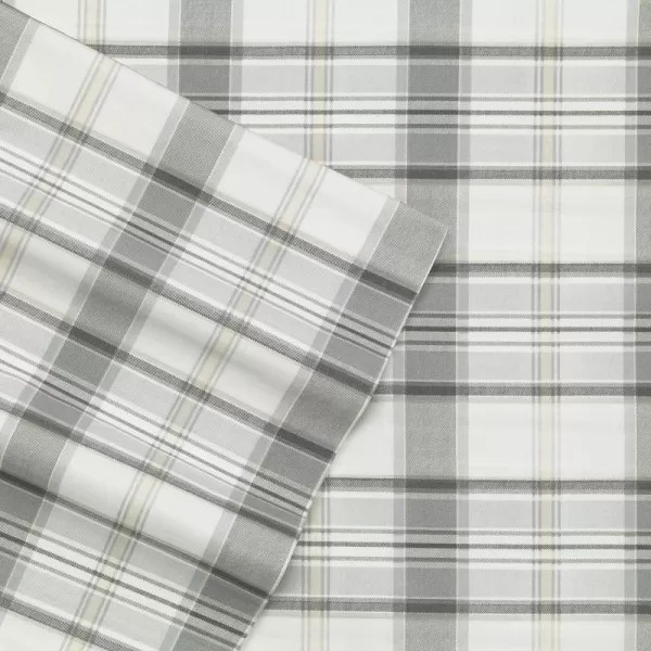imageEddie Bauer Sheets Cotton Percale Bedding Set Crisp  Cool Stylish Home Decor Full Northern Plaid WhiteGreyChinook Plaid