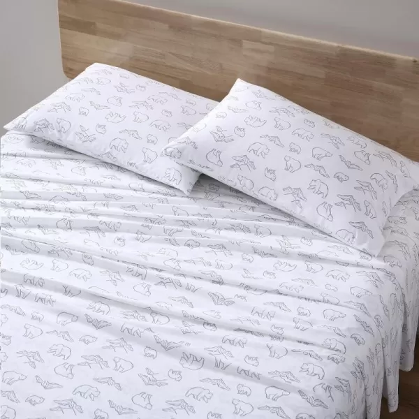 imageEddie Bauer Sheets Cotton Percale Bedding Set Crisp  Cool Stylish Home Decor Full Northern Plaid WhiteGreySmokey Bear Camp