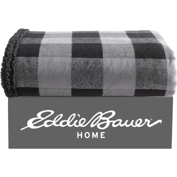 imageEddie Bauer Throw Blanket Reversible Bedding Buffalo Plaid Home Decor for All Seasons BrownBlackThrow GreyBlack