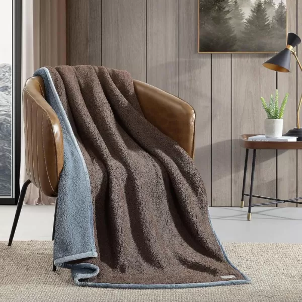 imageEddie Bauer Throw Blanket Ultra Soft Plush Sherpa Home Decor Reversible BiColored Bedding OrangeBrownThrow BrownBlue