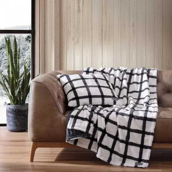 imageEddie Bauer Throw BlanketPillow Cover Set Ultra Soft Faux Fur Home Dcor All Season Bedding Bunkhouse Plaid Grey 2 PieceFaux Fur Throw Blanket Bunkhouse Plaid Grey