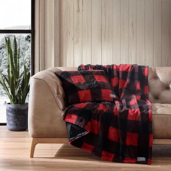 imageEddie Bauer Throw BlanketPillow Cover Set Ultra Soft Faux Fur Home Dcor All Season Bedding Bunkhouse Plaid Grey 2 PieceFaux Fur Throw Blanket Faux Fur RedBlack