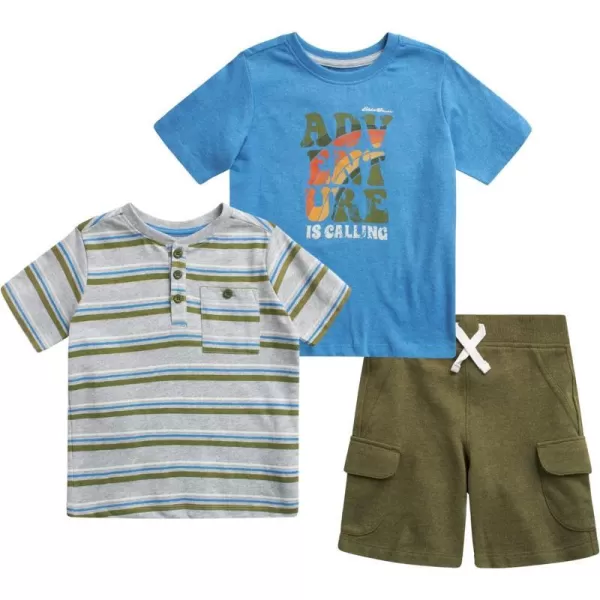 imageEddie Bauer Toddler Boys Shorts Set  3 Piece TShirt and Sweat Shorts  Casual Playwear Outfit for Toddlers 2T4TBlue