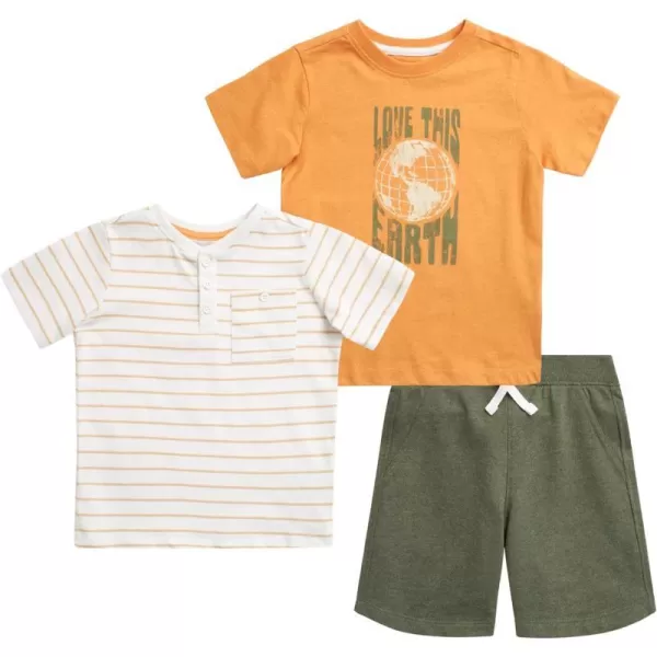 imageEddie Bauer Toddler Boys Shorts Set  3 Piece TShirt and Sweat Shorts  Casual Playwear Outfit for Toddlers 2T4TOrange