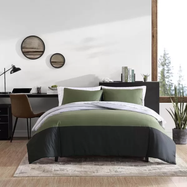 imageEddie Bauer Twin Comforter Set Reversible Bedding with Matching Shams Casual Home Decor for All Seasons Skyline Stripe Green TwinQueen Skyline Stripe Green