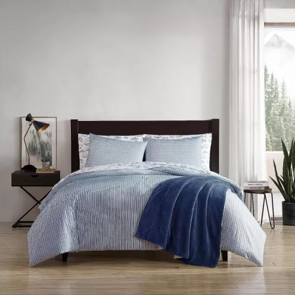 imageEddie Bauer Twin Duvet Cover Set Cotton Bedding Set with Matching Shams Casual Home Dcor Ticking Stripe Navy TwinTicking Stripe Navy Queen