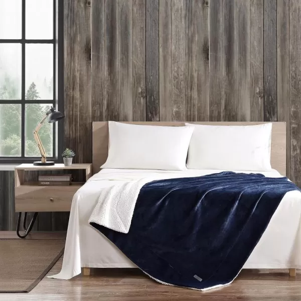 imageEddie Bauer UltraPlush Collection Throw BlanketReversible Sherpa Fleece Cover Soft amp Cozy Perfect for Bed or Couch BlueSherpa Reverse Blue