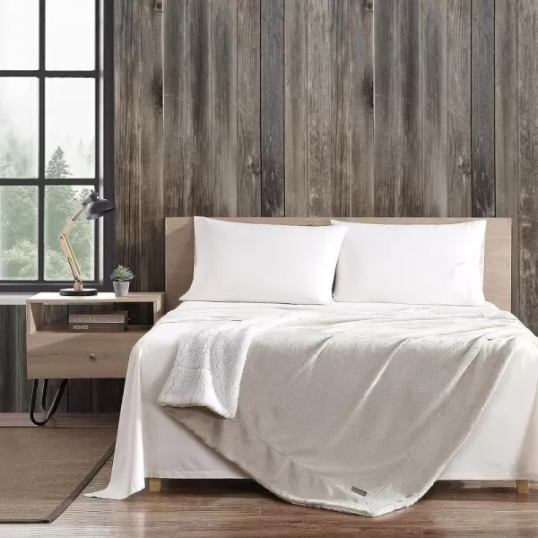 imageEddie Bauer UltraPlush Collection Throw BlanketReversible Sherpa Fleece Cover Soft amp Cozy Perfect for Bed or Couch BlueSherpa Reverse Oyster