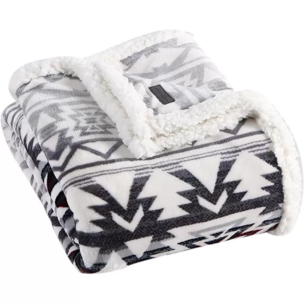 imageEddie Bauer UltraPlush Collection Throw BlanketReversible Sherpa Fleece Cover Soft amp Cozy Perfect for Bed or Couch Emperor PenguinClyde Hill Stripe