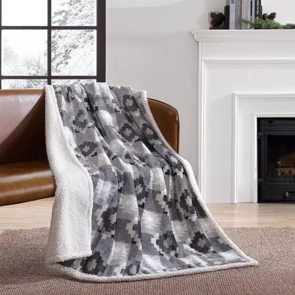 imageEddie Bauer UltraPlush Collection Throw BlanketReversible Sherpa Fleece Cover Soft amp Cozy Perfect for Bed or Couch Emperor PenguinCopper Creek Grey
