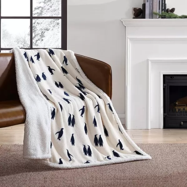 imageEddie Bauer UltraPlush Collection Throw BlanketReversible Sherpa Fleece Cover Soft amp Cozy Perfect for Bed or Couch Emperor PenguinEmperor Penguin