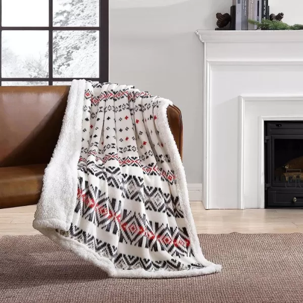 imageEddie Bauer UltraPlush Collection Throw BlanketReversible Sherpa Fleece Cover Soft amp Cozy Perfect for Bed or Couch Emperor PenguinMountain Village Red