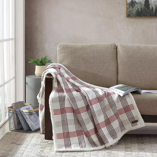 imageEddie Bauer UltraPlush Collection Throw BlanketReversible Sherpa Fleece Cover Soft amp Cozy Perfect for Bed or Couch Emperor PenguinNew Castle Red