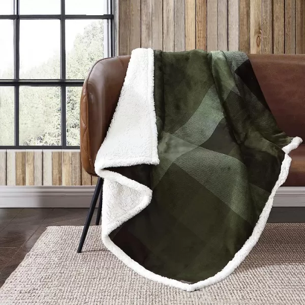 imageEddie Bauer UltraPlush Collection Throw BlanketReversible Sherpa Fleece Cover Soft amp Cozy Perfect for Bed or Couch Emperor PenguinPine Plaid GreenBlack