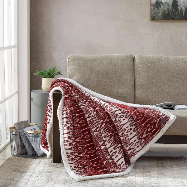 imageEddie Bauer UltraPlush Collection Throw BlanketReversible Sherpa Fleece Cover Soft amp Cozy Perfect for Bed or Couch Emperor PenguinSan Juan Red Clay