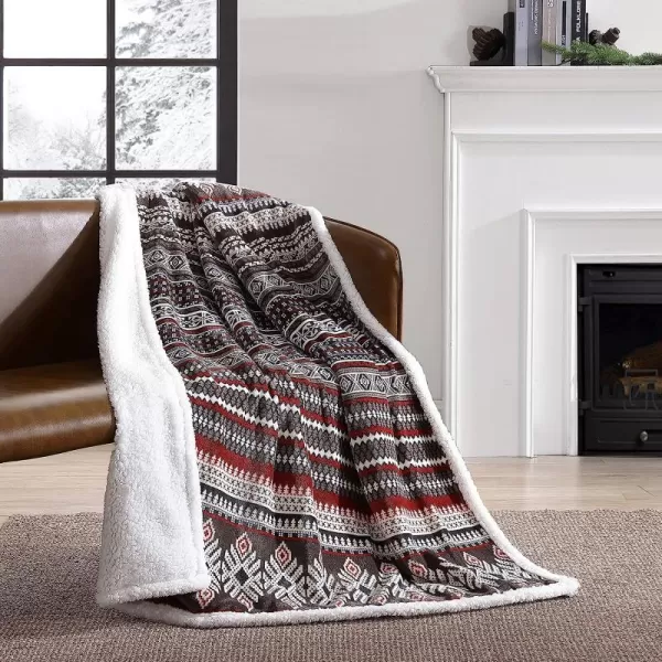 imageEddie Bauer UltraPlush Collection Throw BlanketReversible Sherpa Fleece Cover Soft amp Cozy Perfect for Bed or Couch Emperor PenguinSycamore RedCharcoalWhite