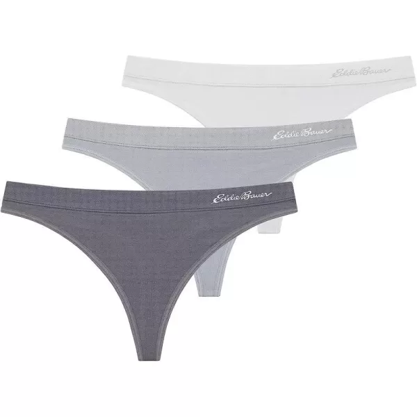 imageEddie Bauer Womens Active Stretch Thong Underwear with Elastic Waistband 3 PackCastlerockMindful GrayAthletic Gray
