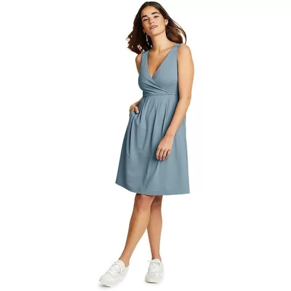 imageEddie Bauer Womens Aster Crossover Dress  SolidRegular Chambray Blue
