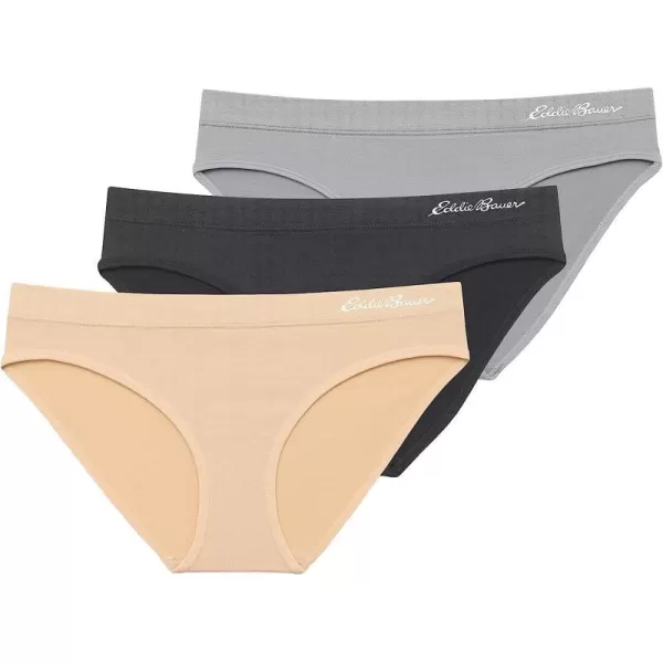 imageEddie Bauer Womens Bikini Underwear 3 PackNudeBlackHirise
