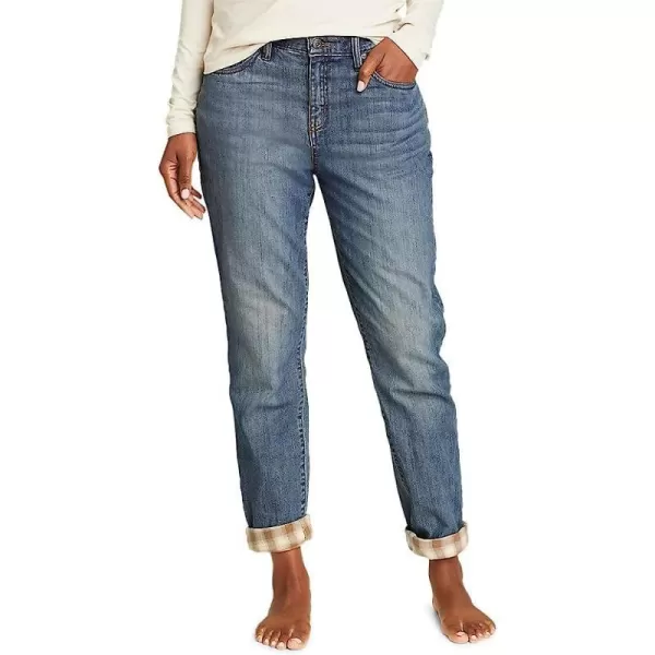 imageEddie Bauer Womens Boyfriend FlannelLined JeansPlus Size Washed Indigo