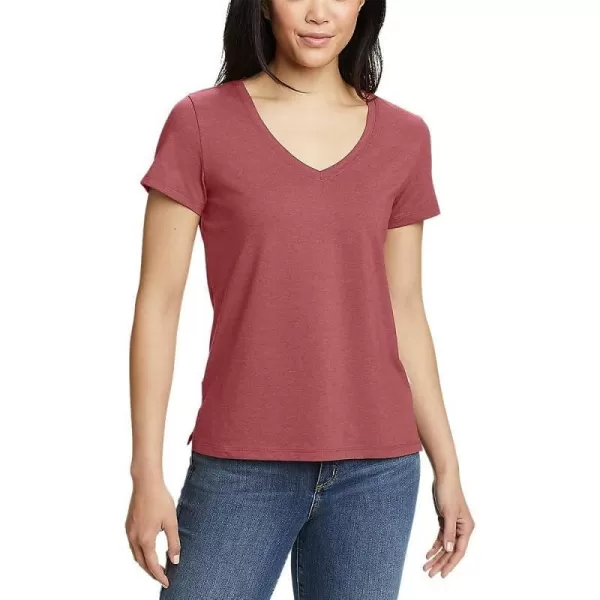 imageEddie Bauer Womens Coast and Climb ShortSleeve VNeck TShirt  SolidDusty Red