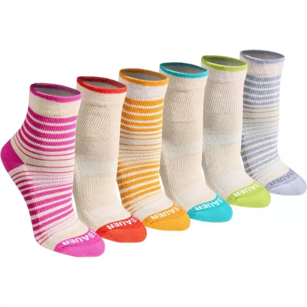 imageEddie Bauer Womens Dura Dri Moisture Control 6Pair Quarter SocksBright Stripe Assorted 6 Pairs
