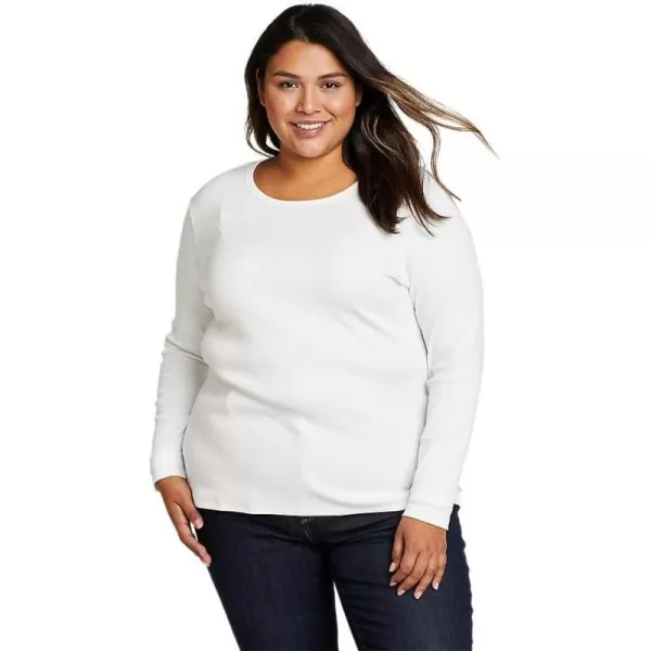 imageEddie Bauer Womens Essentials Ribbed Crew LongSleeve ShirtPlus White