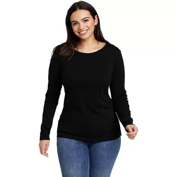 imageEddie Bauer Womens Favorite LongSleeve Crewneck TShirtRegular Black