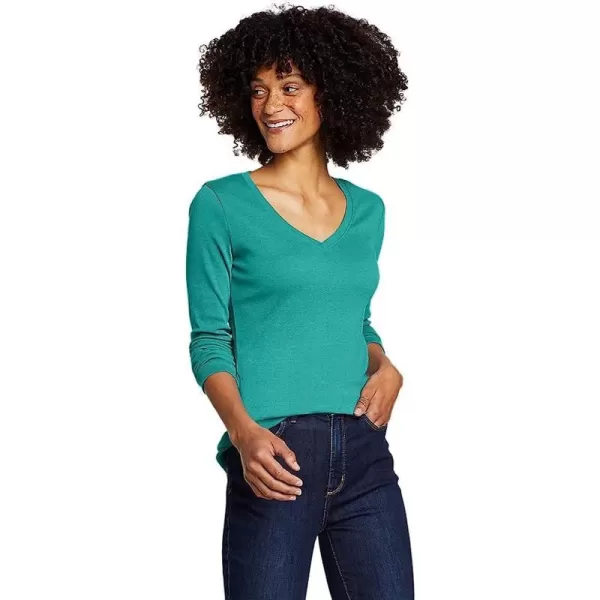imageEddie Bauer Womens Favorite LongSleeve VNeck TShirtPetite Dusty Jade