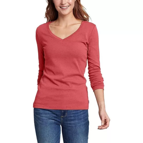 imageEddie Bauer Womens Favorite LongSleeve VNeck TShirtRegular Dark Garnet