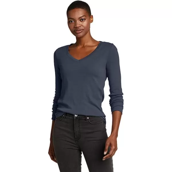 imageEddie Bauer Womens Favorite LongSleeve VNeck TShirtRegular Htr Indigo