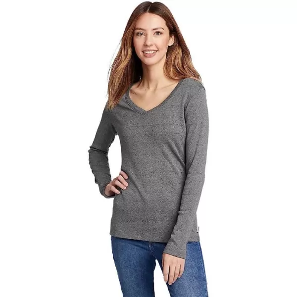 imageEddie Bauer Womens Favorite LongSleeve VNeck TShirtRegular Medium Heather Gray Grey