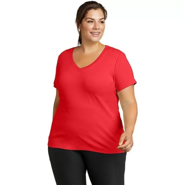 imageEddie Bauer Womens Favorite ShortSleeve VNeck TShirtPlus Salsa
