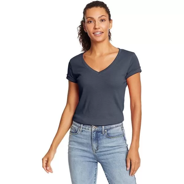 imageEddie Bauer Womens Favorite ShortSleeve VNeck TShirtRegular Htr Indigo