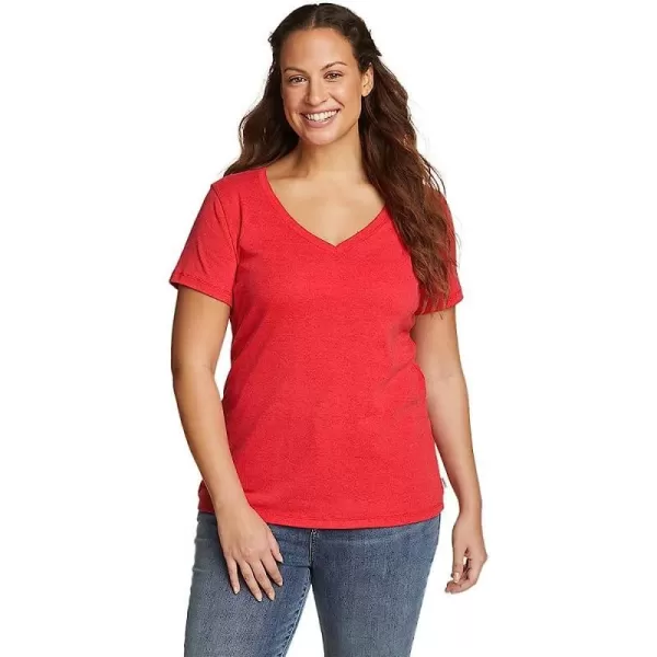 imageEddie Bauer Womens Favorite ShortSleeve VNeck TShirtRegular Salsa
