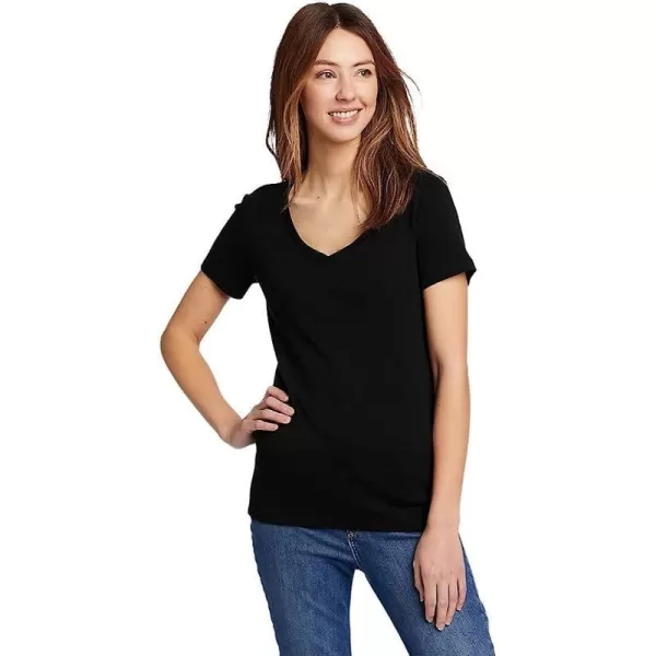 imageEddie Bauer Womens Favorite ShortSleeve VNeck TShirtTall Black