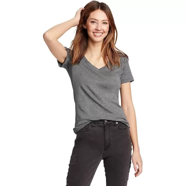 imageEddie Bauer Womens Favorite ShortSleeve VNeck TShirtTall Med Htr Gray