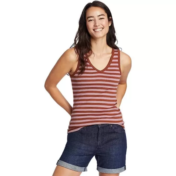 imageEddie Bauer Womens Favorite VNeck Tank StripeTall Paprika