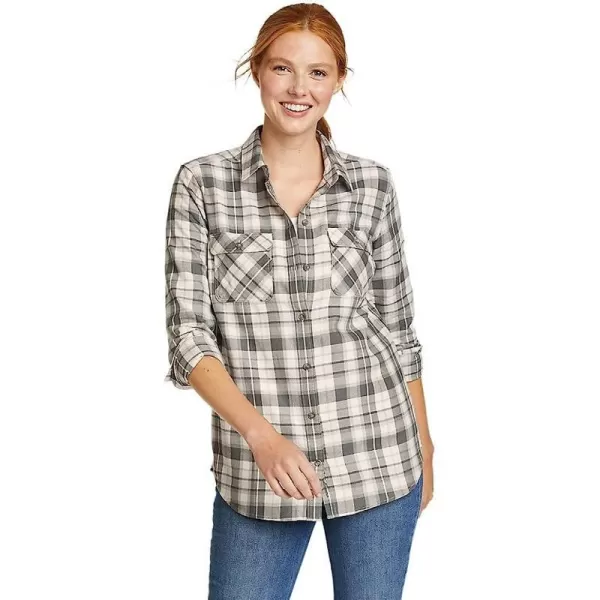 imageEddie Bauer Womens Firelight Flannel ShirtRegular Vintage Gray