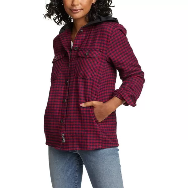 imageEddie Bauer Womens Flannel Hoodie Shirt JacketWine