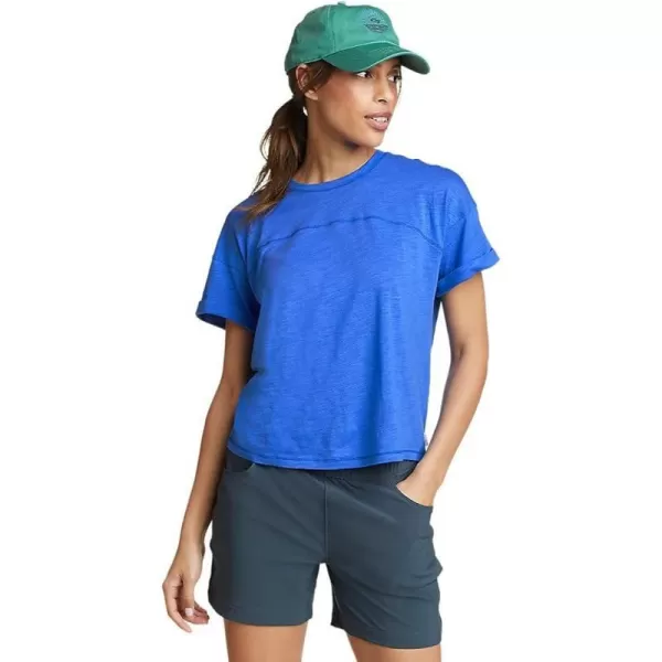 imageEddie Bauer Womens Gate Check Crewneck TShirtBrilliant Blue