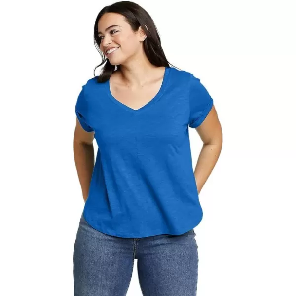 imageEddie Bauer Womens Gate Check ShortSleeve TShirtTall Brilliant Blue