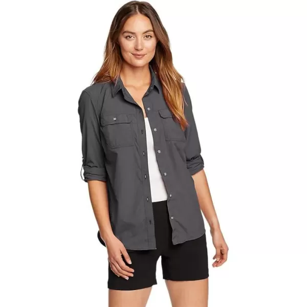 imageEddie Bauer Womens Mountain Ripstop LongSleeve ShirtPetite Dark Smoke