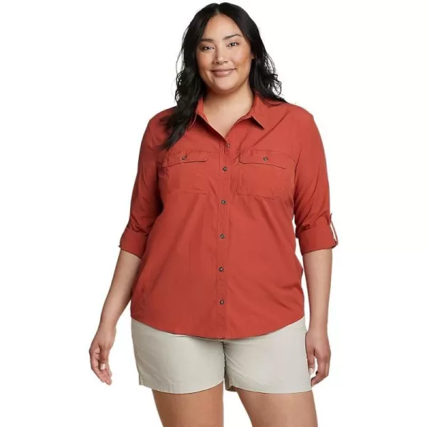 imageEddie Bauer Womens Mountain Ripstop LongSleeve ShirtPlus Red Clay