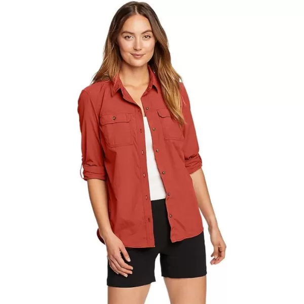 imageEddie Bauer Womens Mountain Ripstop LongSleeve ShirtTall Red Clay