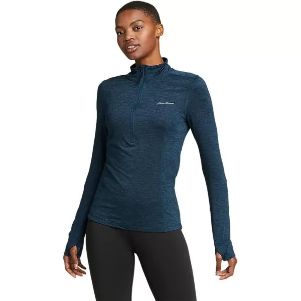imageEddie Bauer Womens Standard Brushed HalfZip Jacket Sweater BaselayerHtr Dk Teal