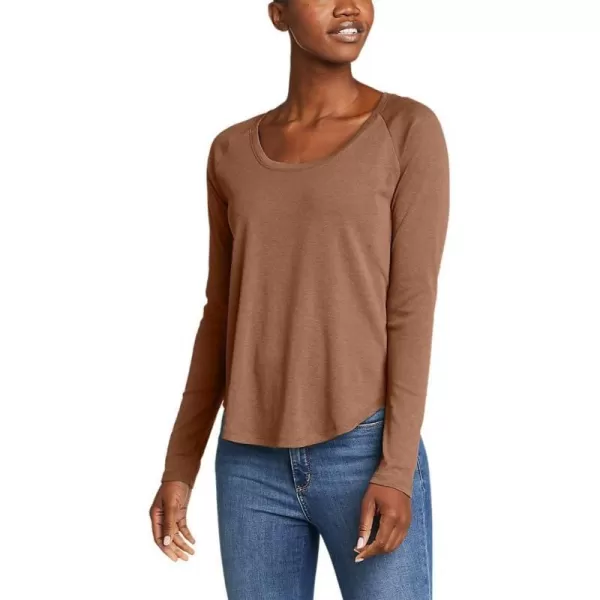 imageEddie Bauer Womens Stines LongSleeve Raglan Scoop Neck TShirtAntique Brown